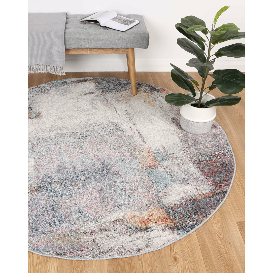 Aveza Abstract Grey Rug 160x160cm