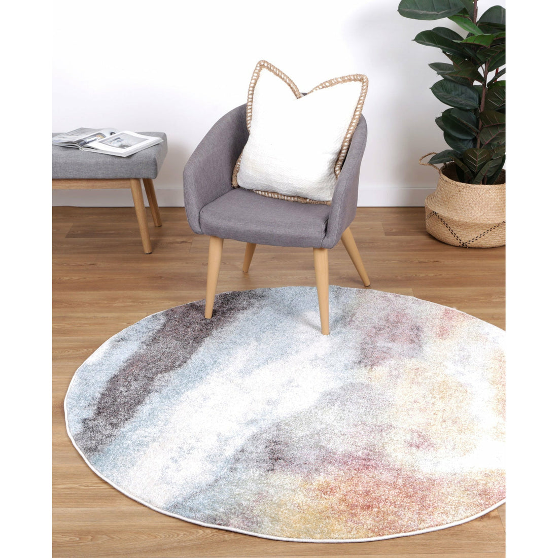 Windsor Water Art Multi Round Rug 160x160cm