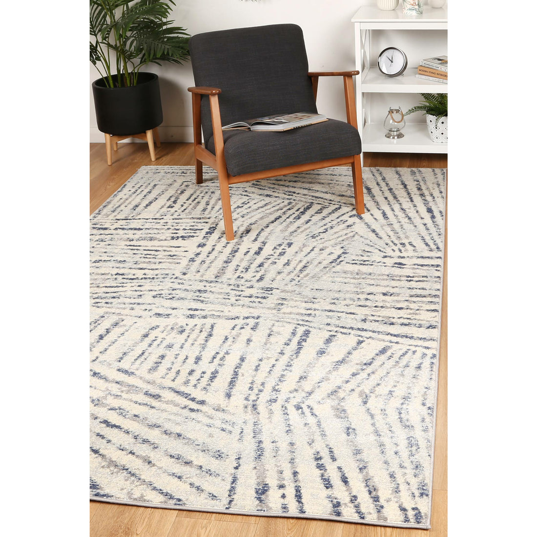 Palermo Vallo Grey Blue Rug 240x330cm