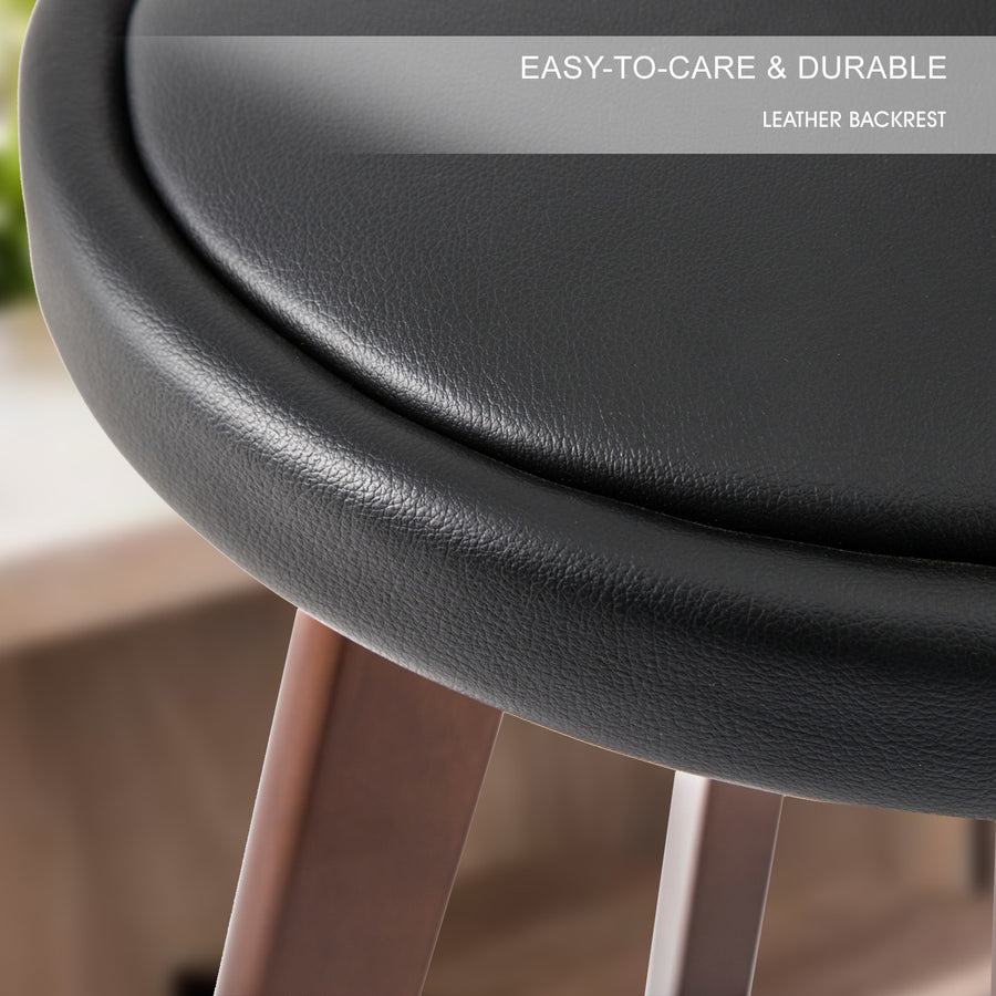 2 Set 72cm Black Brown Wooden Bar Stool Leila Leather