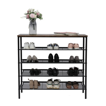 5-Tier Medium Shoe Rack Shelf Stand Flat & Slant Adjustable Storage Organizer