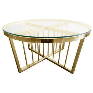 Serena Coffee Table - Clear Top - 95cm Gold