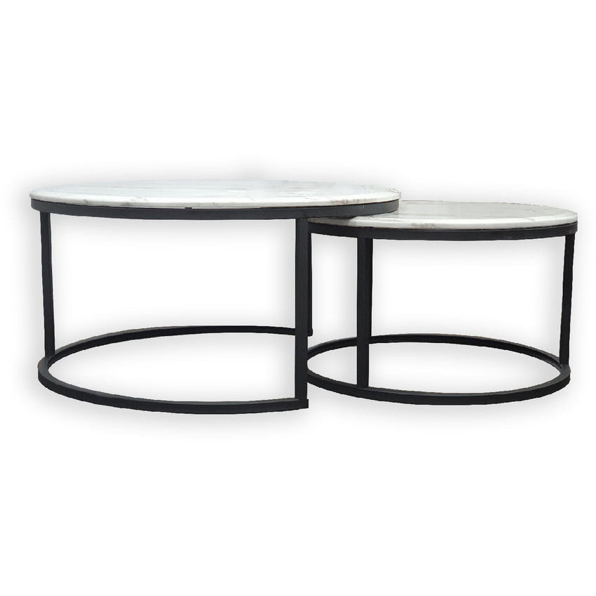 Nesting Style Coffee Table - White on Black - 80cm/60cm