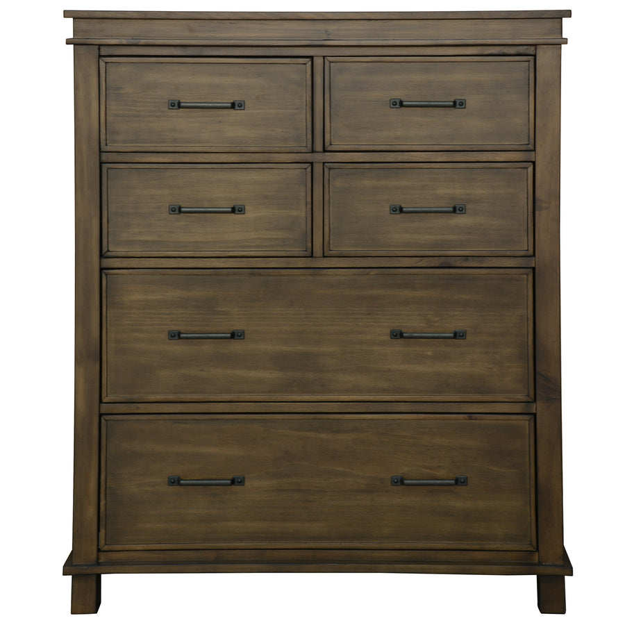 Lily Tallboy 6 Chest of Drawers Solid Pine Wood Bed Storage Cabinet - Rustic Grey