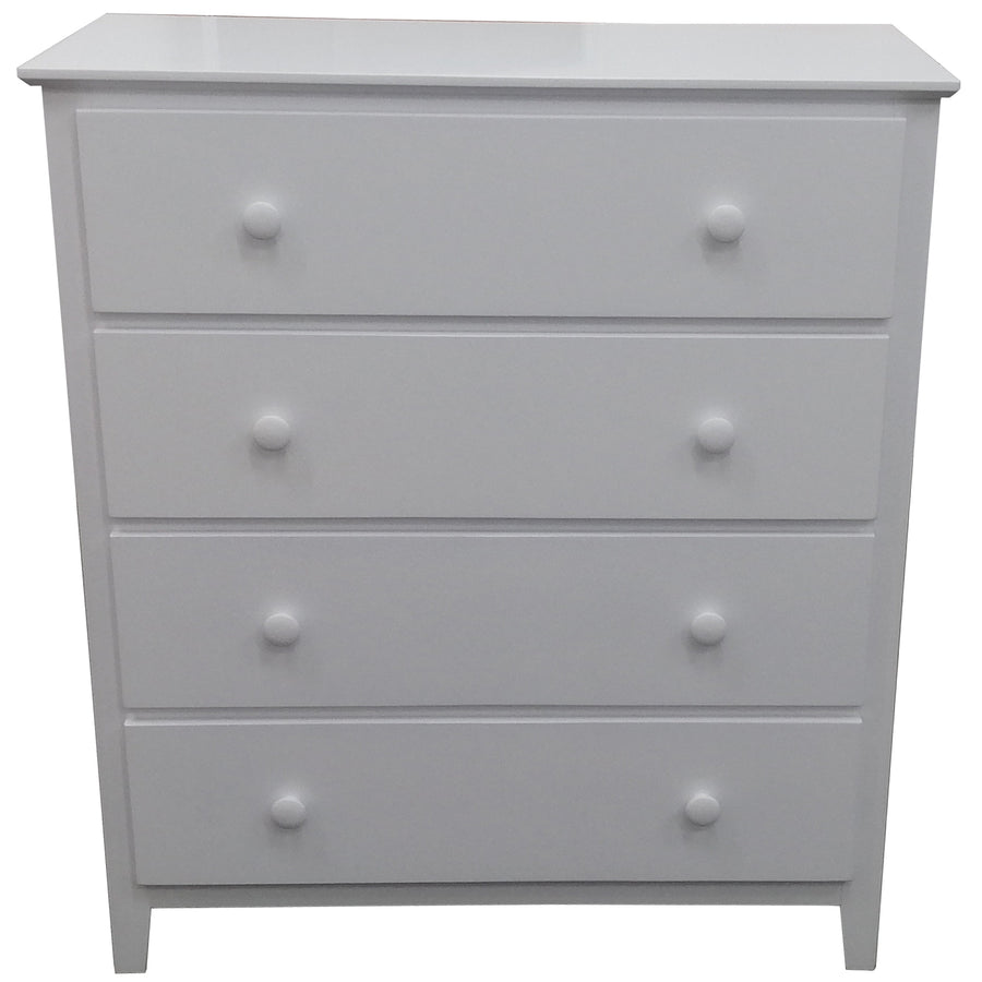 Wisteria Tallboy 4 Chest of Drawers Solid Rubber Wood Bed Storage Cabinet - White