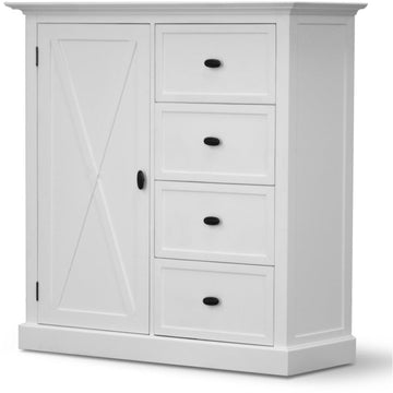 Beechworth Tallboy 4 Chest of Drawers Solid Pine Wood Storage Cabinet - White