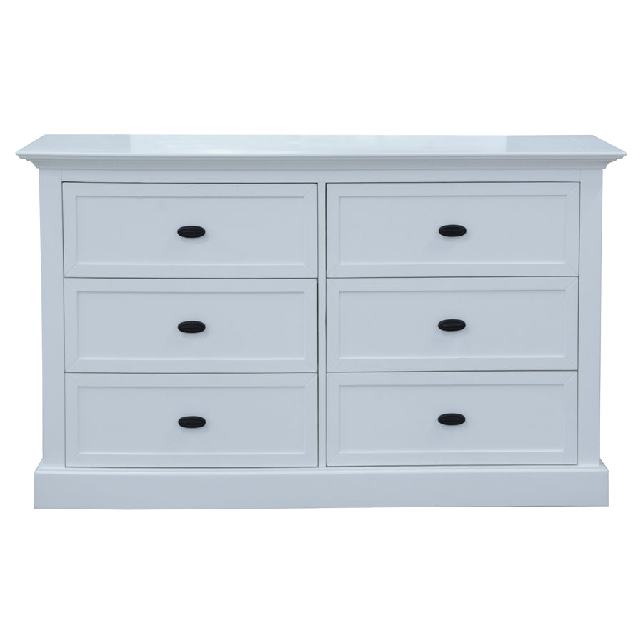 Beechworth Dresser 6 Chest of Drawers Pine Wood Storage Cabinet Hampton - White