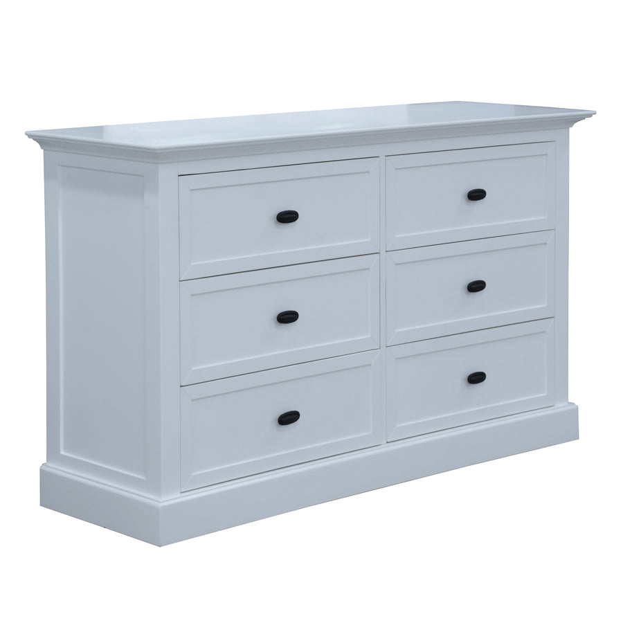 Beechworth Dresser 6 Chest of Drawers Pine Wood Storage Cabinet Hampton - White