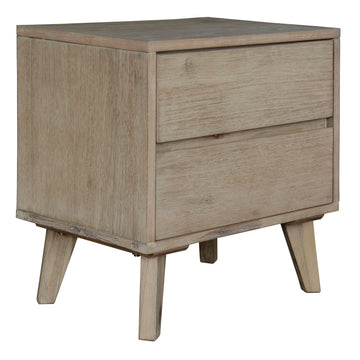 Abelia Bedside Nightstand 2 Drawers Storage Cabinet Shelf Side End Table - Brushed Smoke