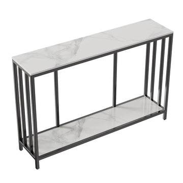 Interior Ave - Bronte Dual Layer Marble Stone Console - Marble & Black