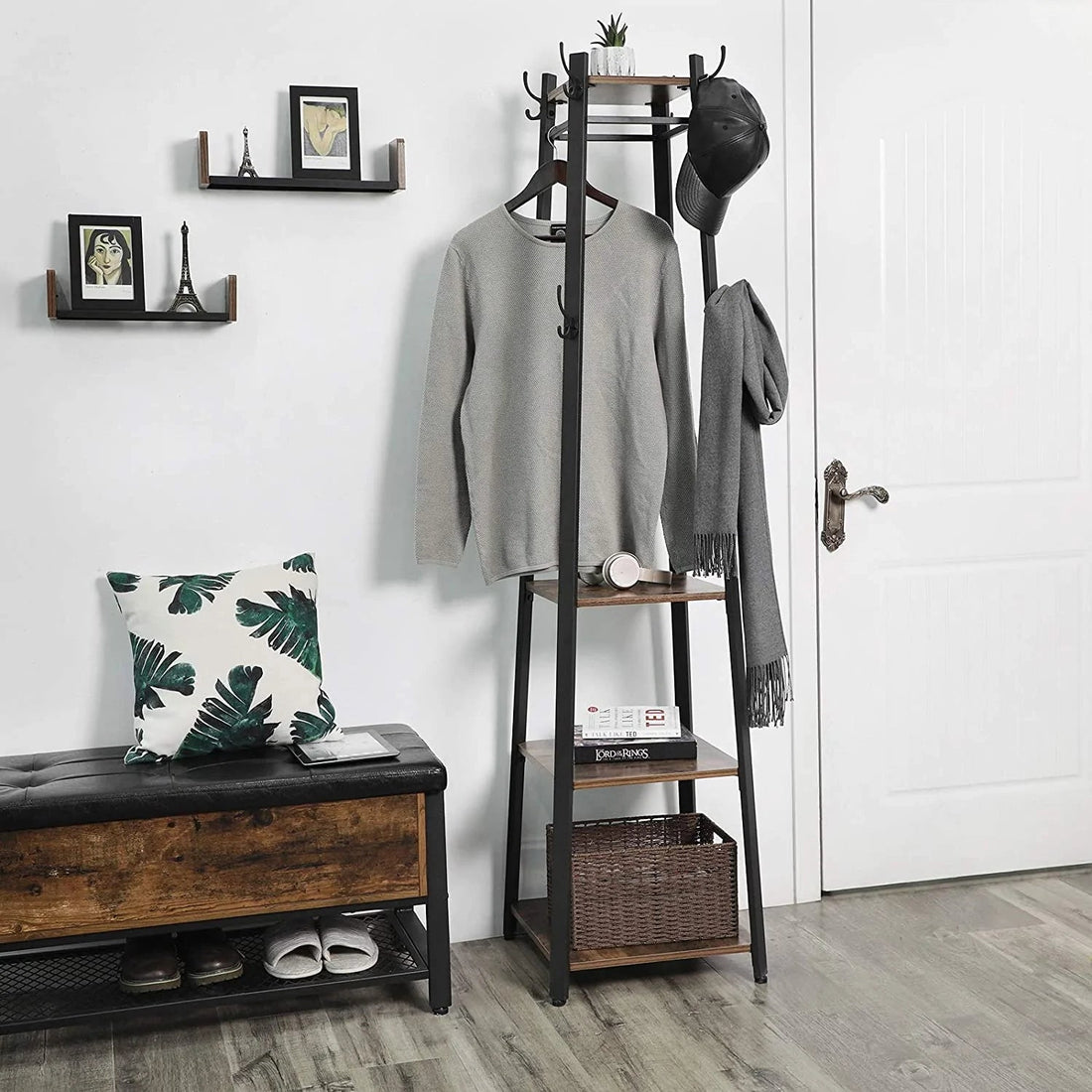 Coat Rack with 3 Shelves