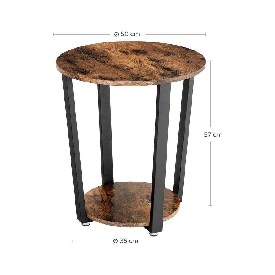 Round Side Table with Shelf