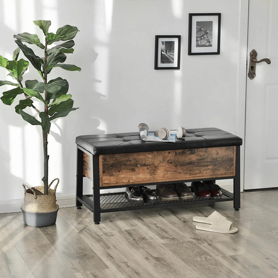 2 Tier Shoe Storage Bench With Padded Seat