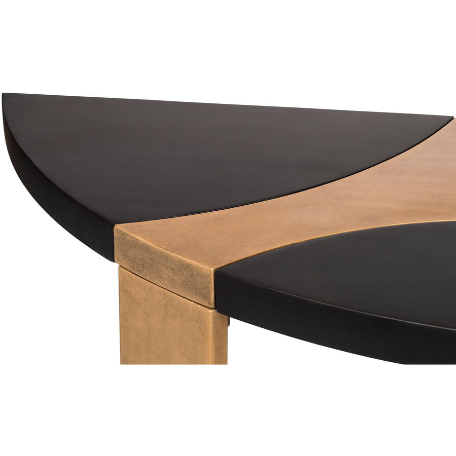 Contemporary Half Round Brass and Black Hallway Console Table