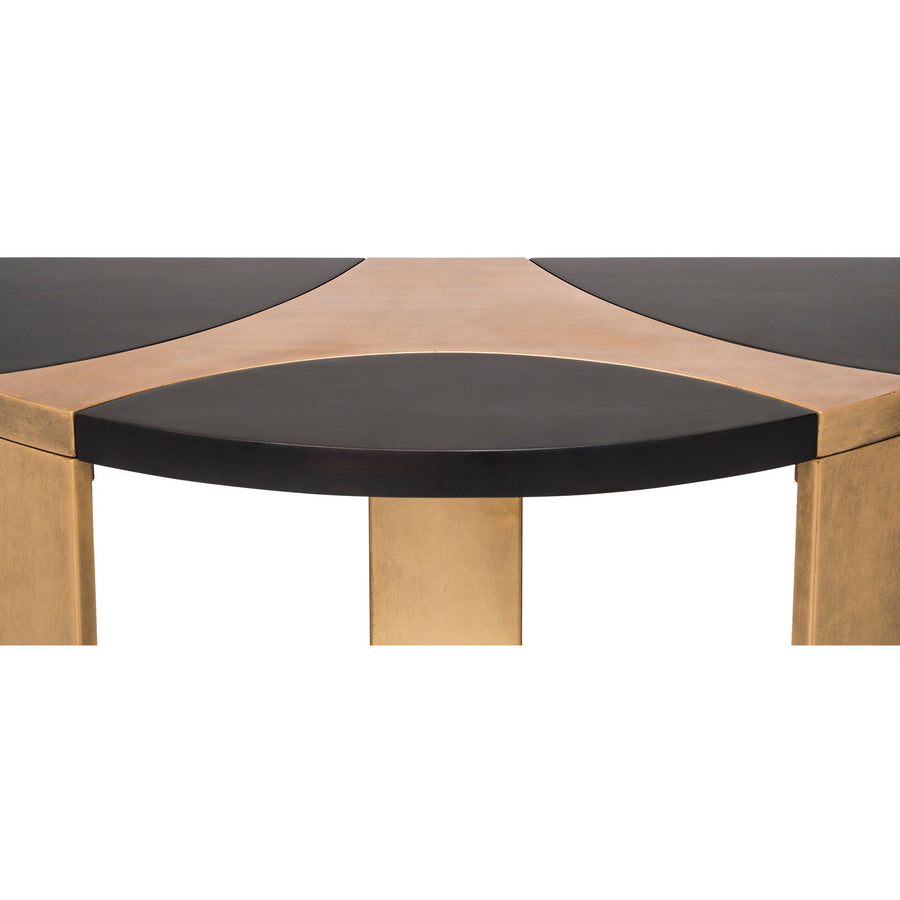 Contemporary Half Round Brass and Black Hallway Console Table