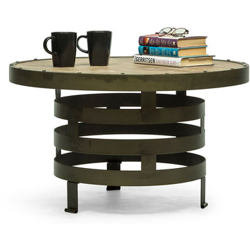 Retro Style Spiral Round Coffee Table with Wood Top