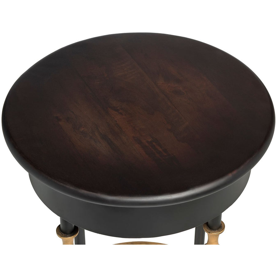 Wooden Round Gold Black Side Table with Finial Legs