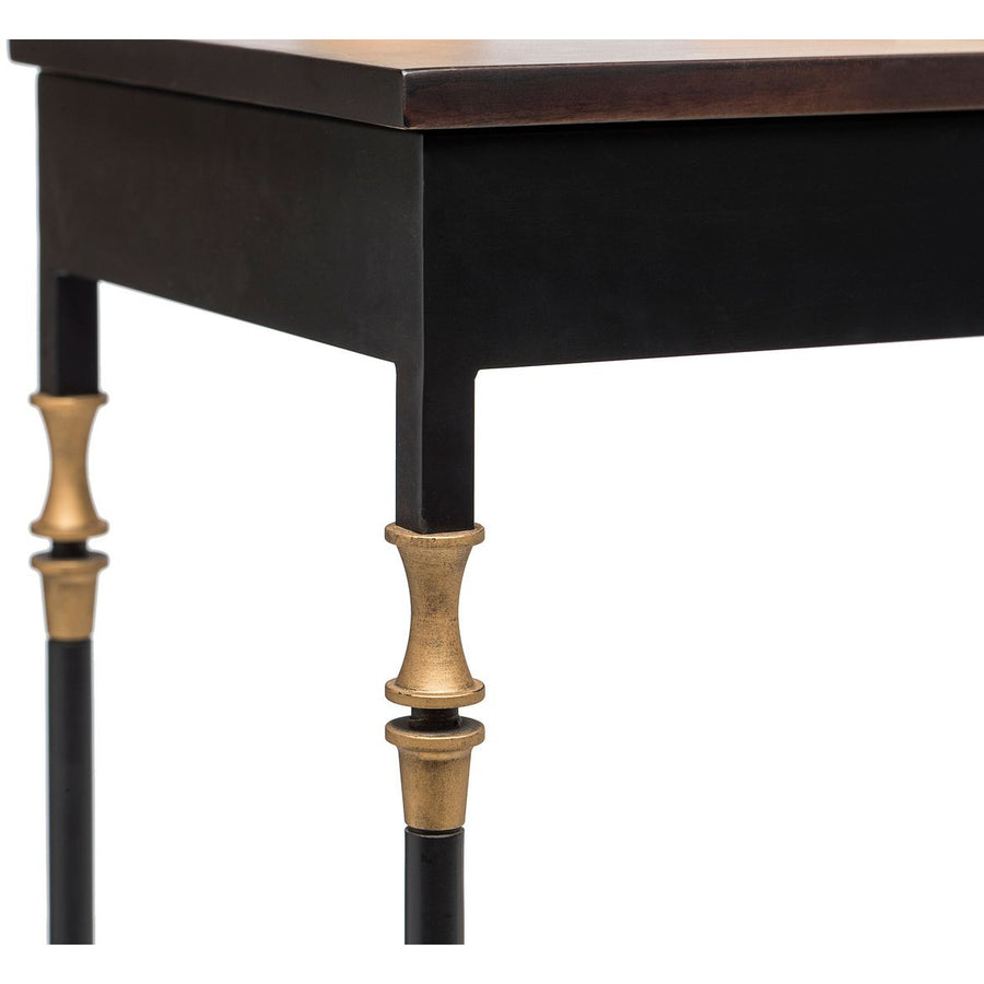 Gold Black Wooden Slim Hallway Console Table with Finial Legs