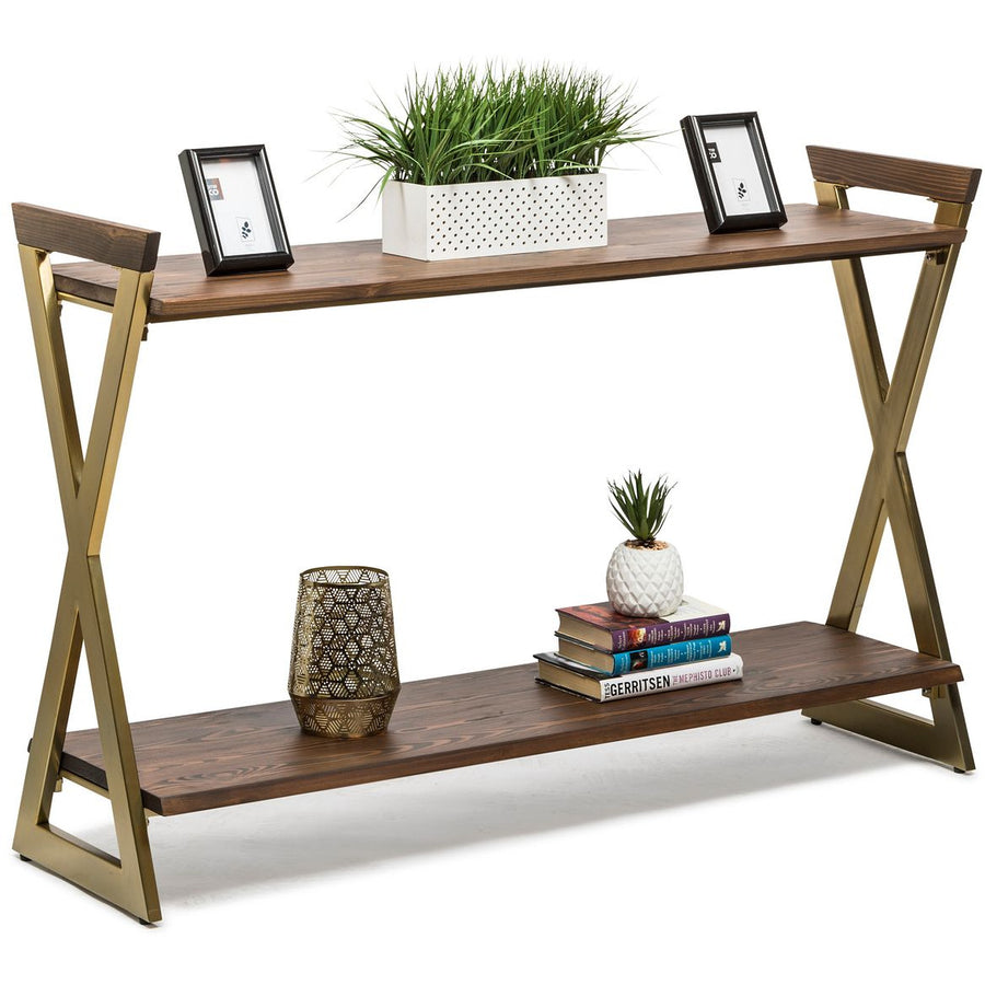 Wooden Entryway Hallway Console Table with Shelves