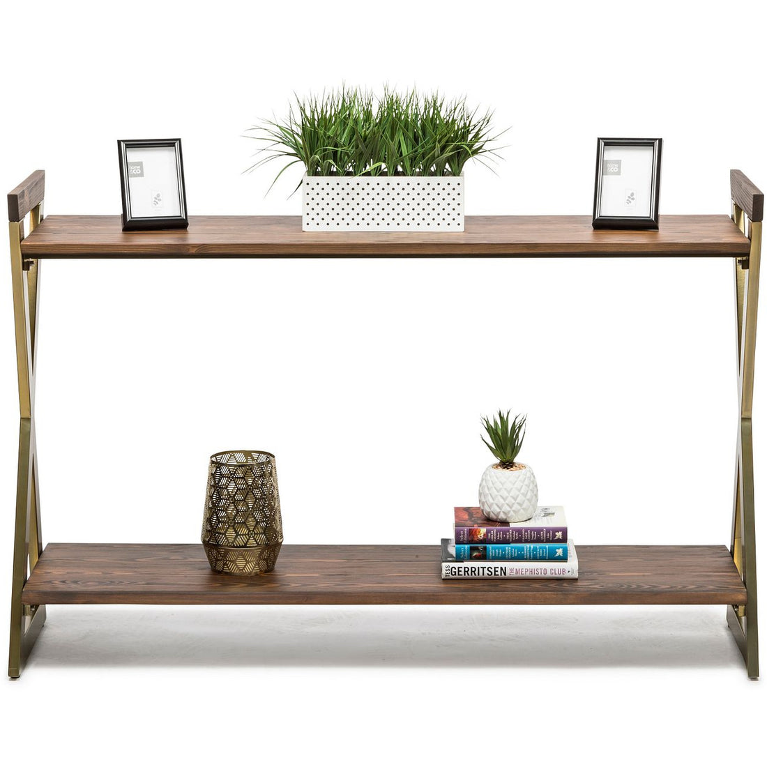 Wooden Entryway Hallway Console Table with Shelves