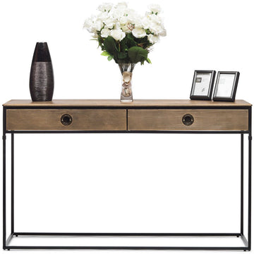 Contemporary Golden Black Hallway Console Table with Drawers