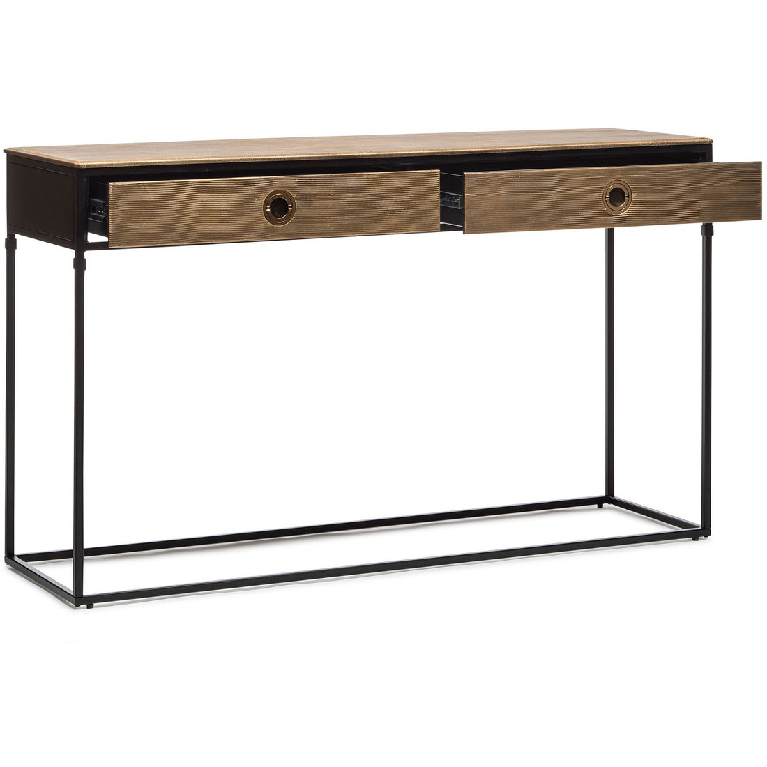 Contemporary Golden Black Hallway Console Table with Drawers