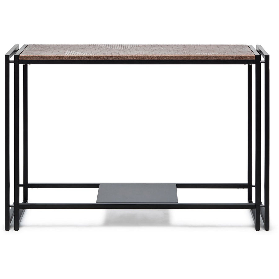 Sleek Hallway Console Table with Copper Textured Top