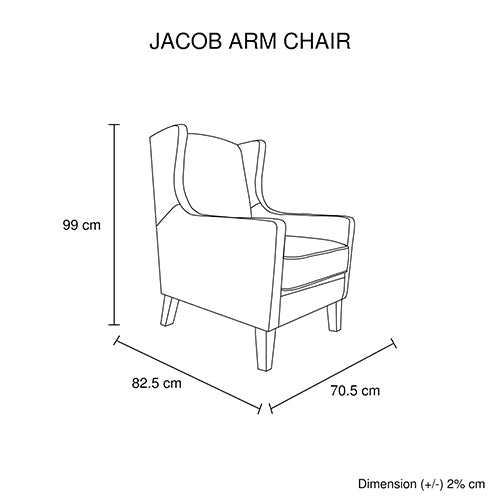 Armchair in Cream Colour Upholstered Fabric with Wooden leg