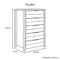 4 Piece Bedroom Queen Suite White Ash - Bed, Bedside Table & Tallboy