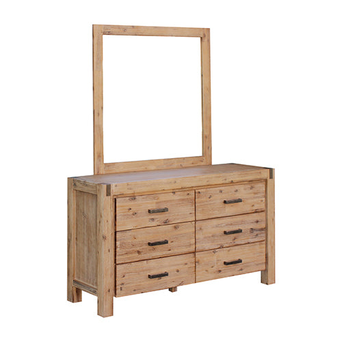 4 Piece Bedroom King Single Suite in Solid Wood Veneered Oak Acacia - Bed, Bedside Table & Dresser