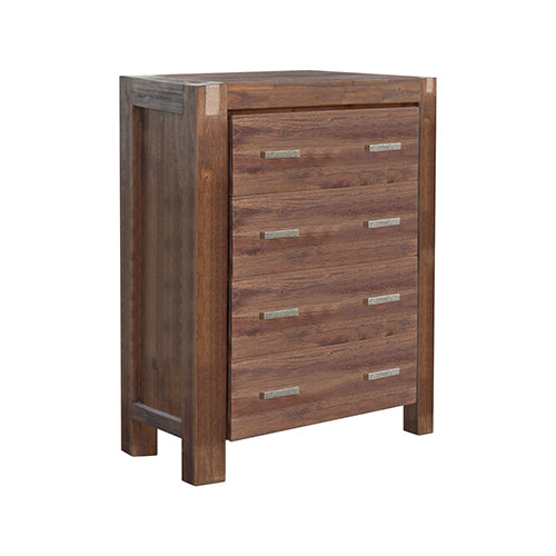 5 Piece Bedroom King Suite in Solid Wood Veneered - Bed, Bedside Table , Tallboy & Dresser