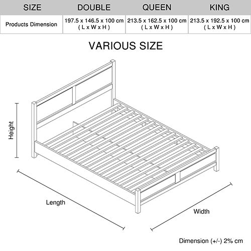 Bed Frame Natural Wood - King