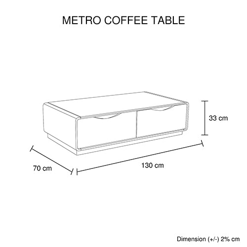 Coffee Table with 2 Drawers Storage - Black & White