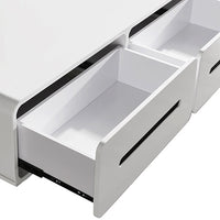 White Coffee Table with High Gloss Finish - 2 Drawers