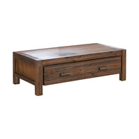 Coffee Table Solid Acacia Wood with 1 Drawer - Dark Wood