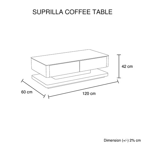 White Stylish Coffee Table with 4 Drawers