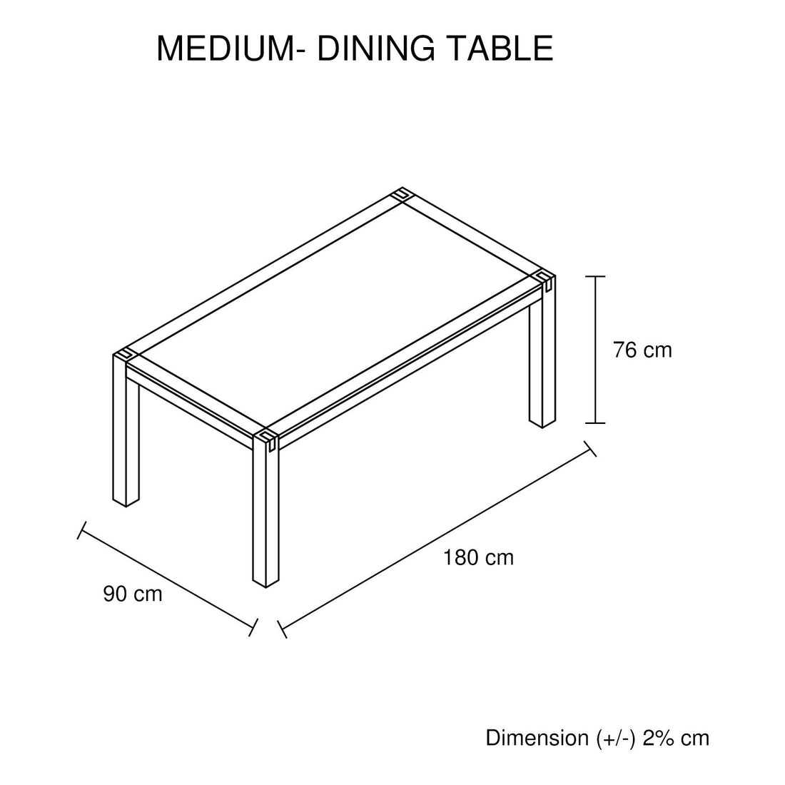 Dining Table 180cm Medium Size with Solid Acacia Wooden Base in Chocolate Colour