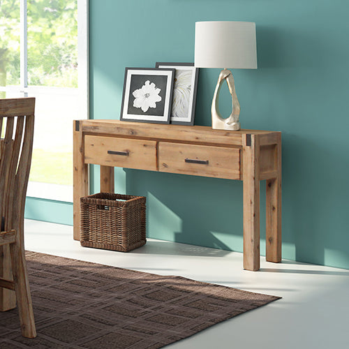 Hallway Table with 2 Storage Drawers - Pale Wood