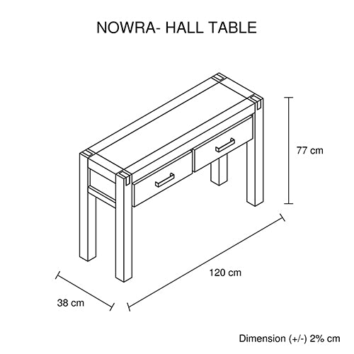 Hallway Table with 2 Storage Drawers - Pale Wood