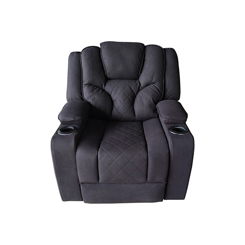 Single Seater Fabric Lounge Set Electric Recliner with LED Features - Black