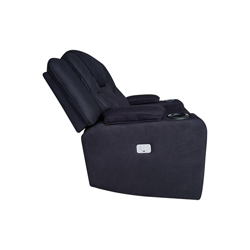 Single Seater Fabric Lounge Set Electric Recliner with LED Features - Black