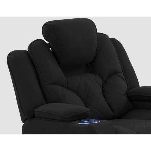 Single Seater Fabric Lounge Set Electric Recliner with LED Features - Black