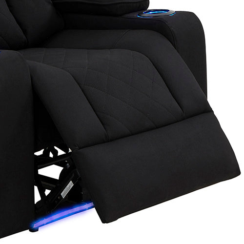 Single Seater Fabric Lounge Set Electric Recliner with LED Features - Black