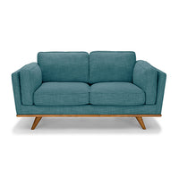 3+2 Seater Fabric Lounge Set with Wooden Frame - Teal