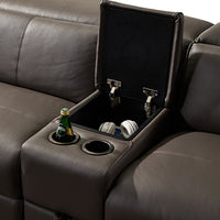 Genuine Leather Electric Recliner Lounge Set - Grey