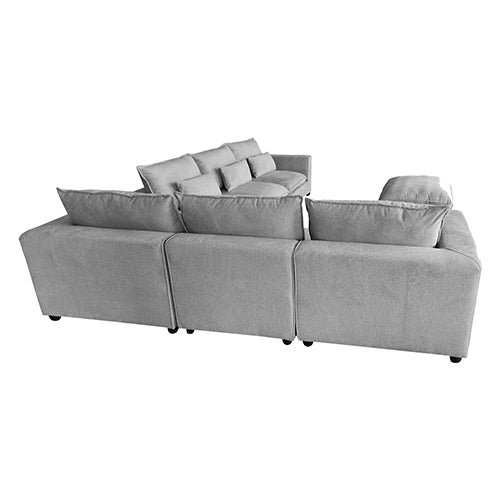 6 Seater Lounge Set in Belfast Fabric Grey with Ottoman