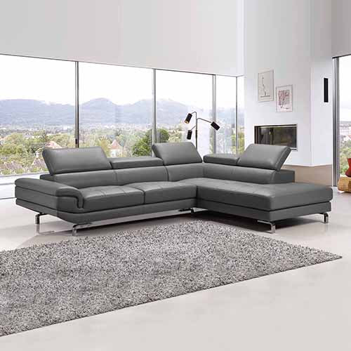 5 Seater Lounge Set Leatherette L Shape with Chaise - Grey