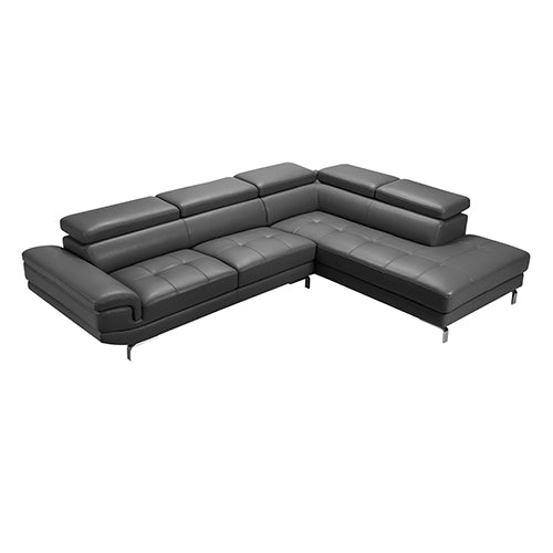 5 Seater Lounge Set Leatherette L Shape with Chaise - Grey