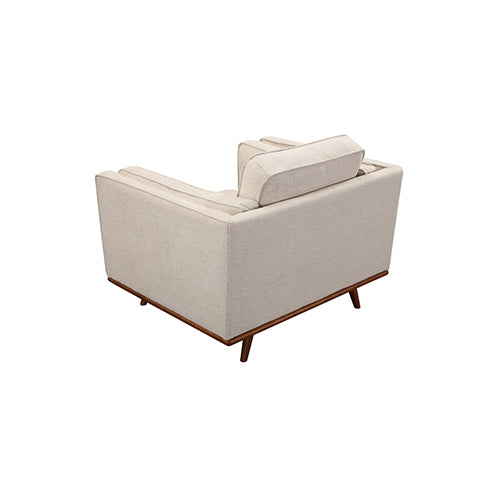 Single Seater Fabric Armchair with Wooden Frame - Beige