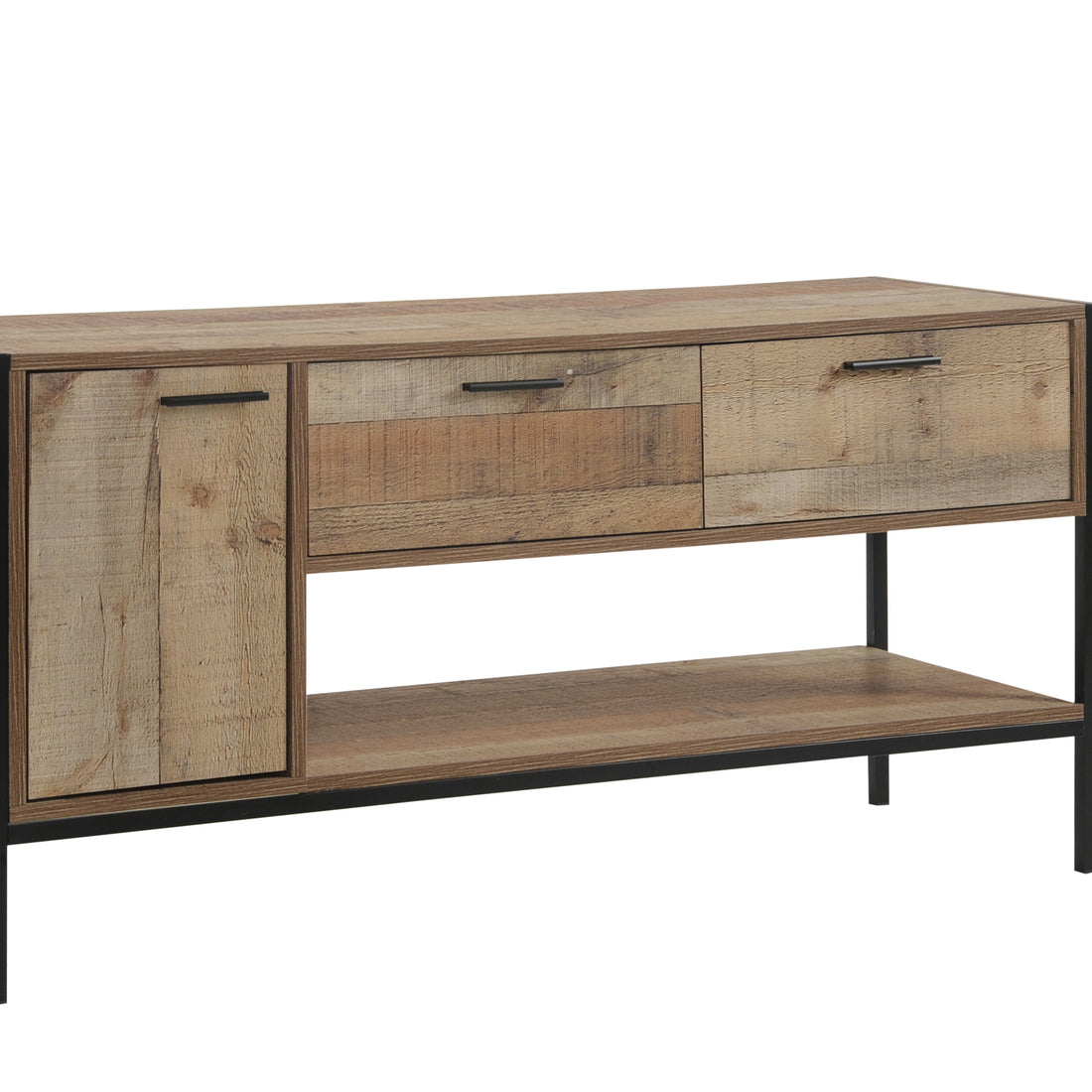 Entertainment Unit with 2 Storage Drawers - Rustic Wood